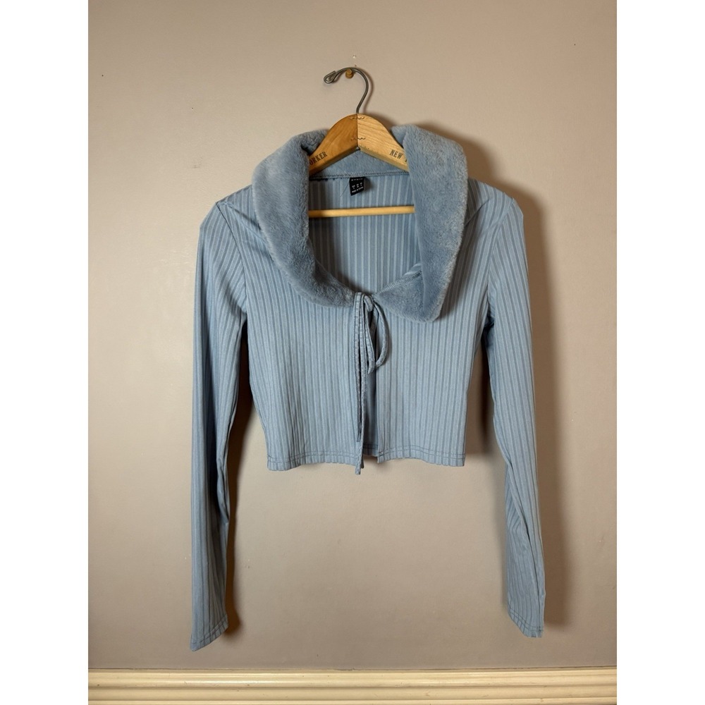 SHEIN Knit Crop Cardigan blue Size Small Wm